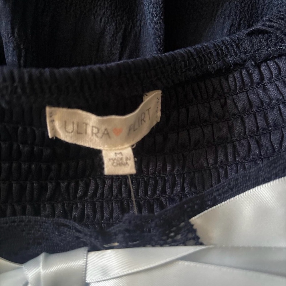Ultra Flirt Navy Top with White Ribbon - Picture 5 of 6